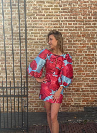 De Roze/Blauwe Laagam jurk