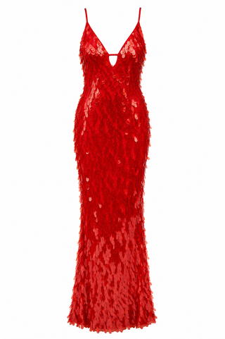 Red long sequin dress