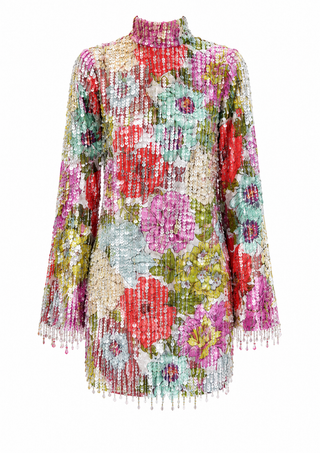 asos long sleeve glitter color dress