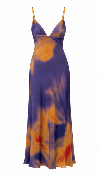long bleu red dress