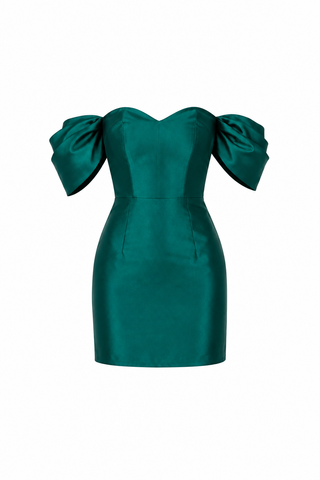 green asos poff dress