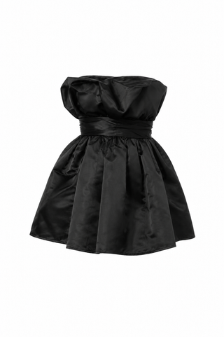 black mini poff dress