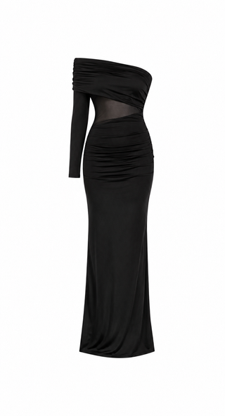 long black mesh dress