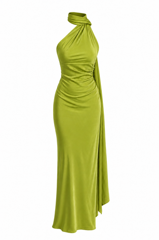 Green olive halter dress