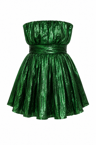 dark green poff dress