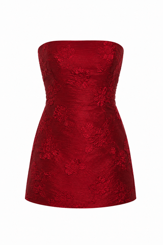 asos red strapless dress