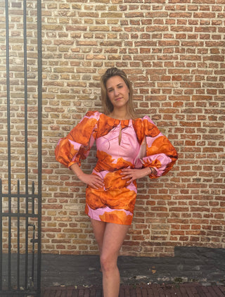 roze oranje Laagam jurk