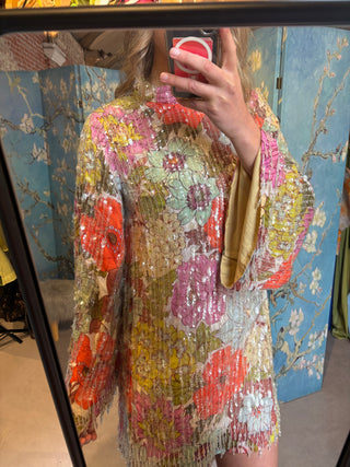 asos long sleeve glitter color dress