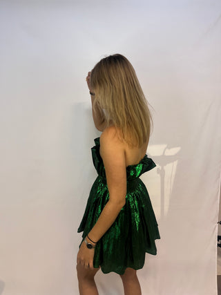 dark green poff dress