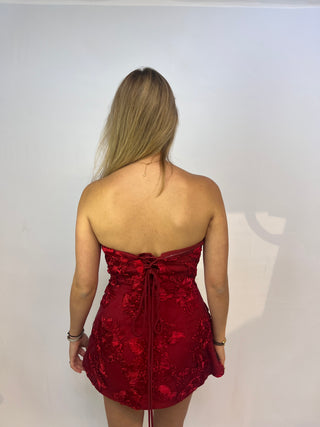 asos red strapless dress