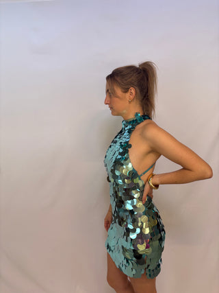 asos bleu paillette dress