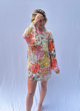 asos long sleeve glitter color dress