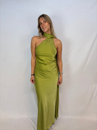 Green olive halter dress