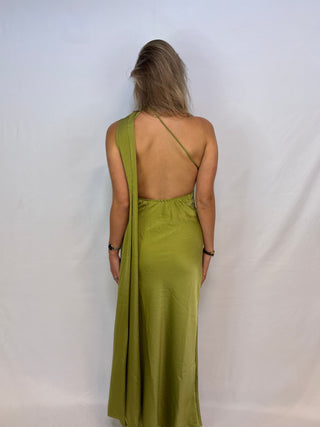 Green olive halter dress