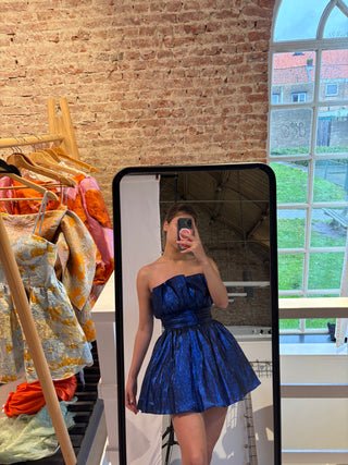 bleu poff dress