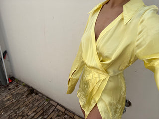 yellow rat en boa dress