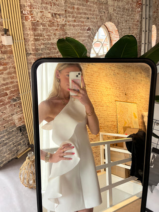 asos white ruffle dress