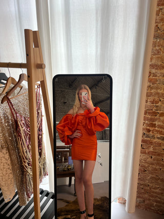robe asos off shoulder dress orange 1