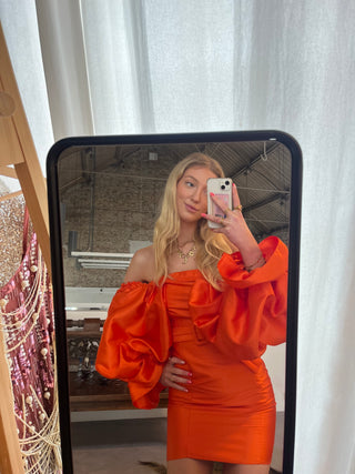 robe asos off shoulder dress orange 1