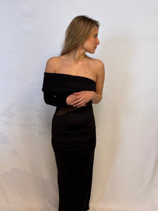 long black mesh dress