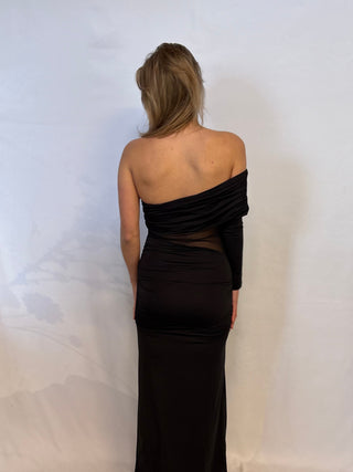 long black mesh dress