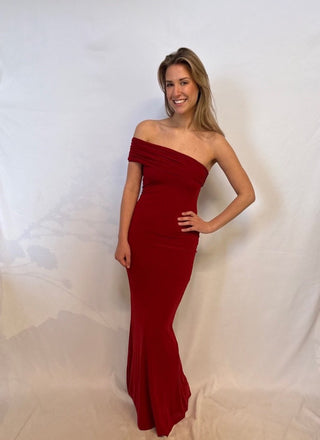 peppermayo long red dress