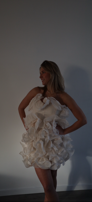 white ruffle dress