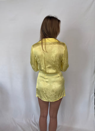 yellow rat en boa dress