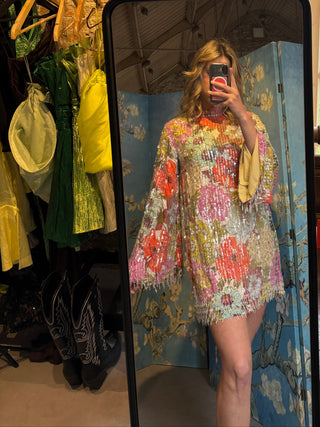 asos long sleeve glitter color dress